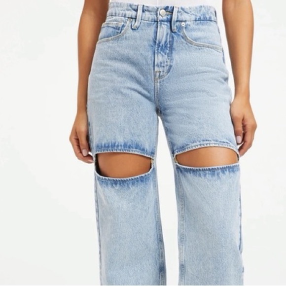 Good American 90s Cutout Slit Jeans Size 16 - Picture 1 of 5